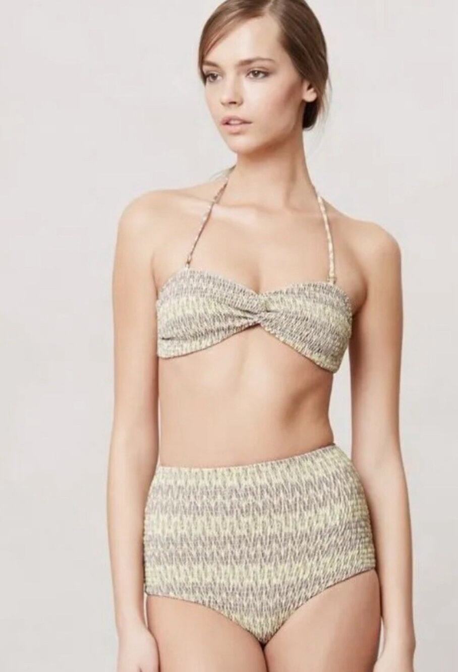 NWOT Anthropologie Tori Praver Bikini HIGH WAISTED Yellow Size Small
